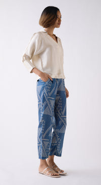 Blue Straight-Fit Trousers