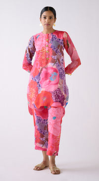 Pink Muslin Printed Co-ord Set