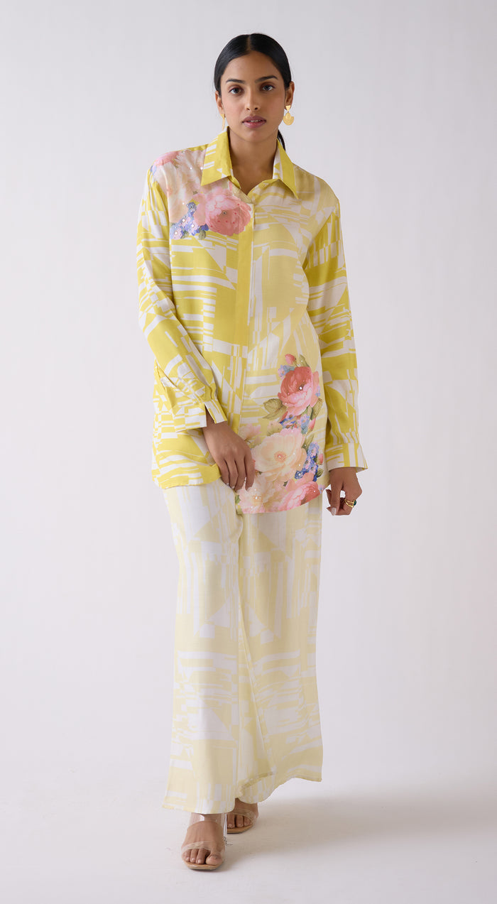 Yellow Muslin Printed Co-ord Set