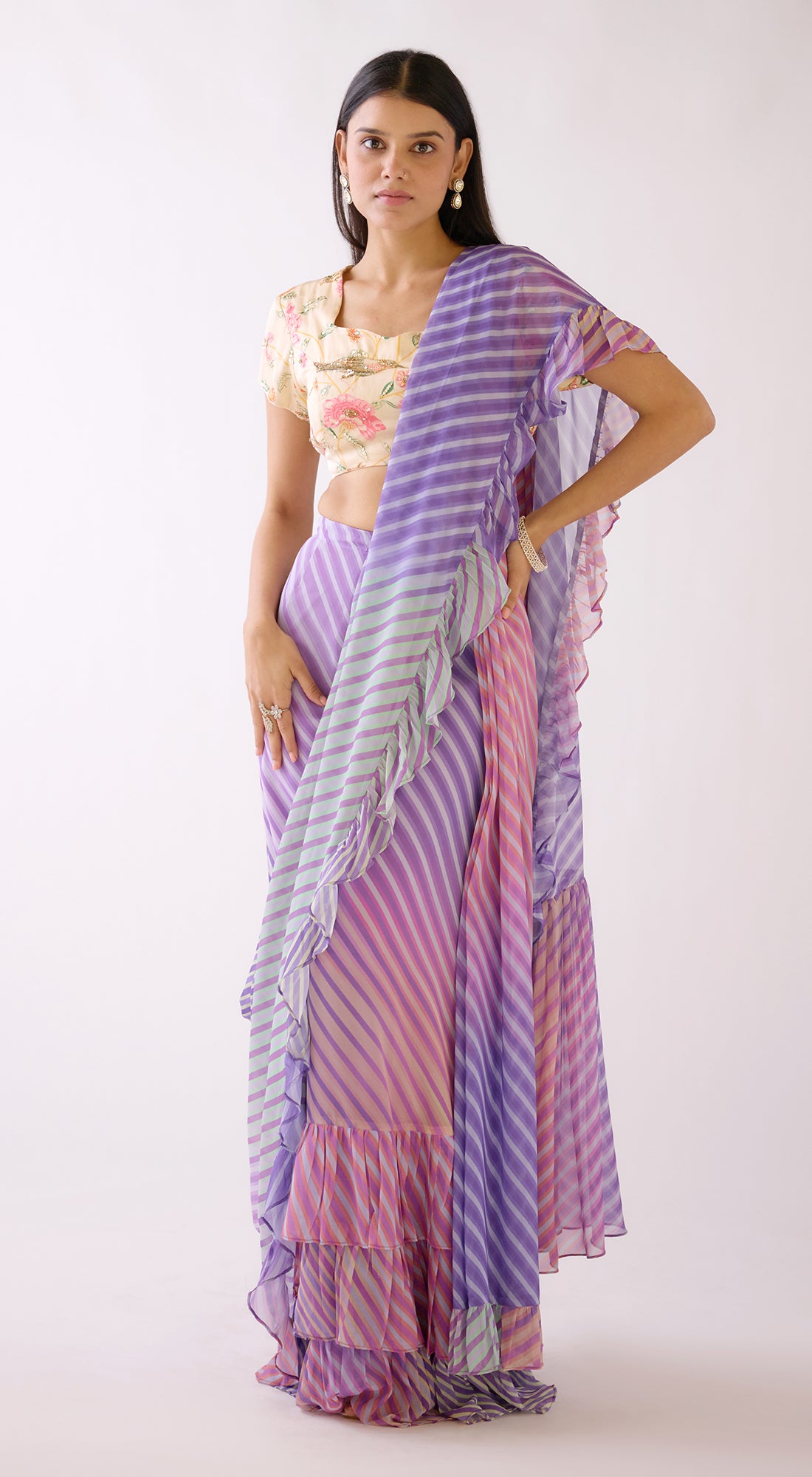 Pink Abstract Print Saree