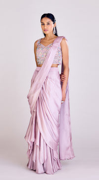 Pink Pre Draped Saree