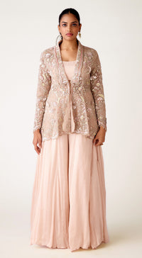 Baby Pink Embroidered Sharara Set