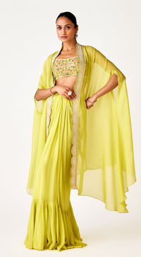 Pista Organza Embroidered Cape Set