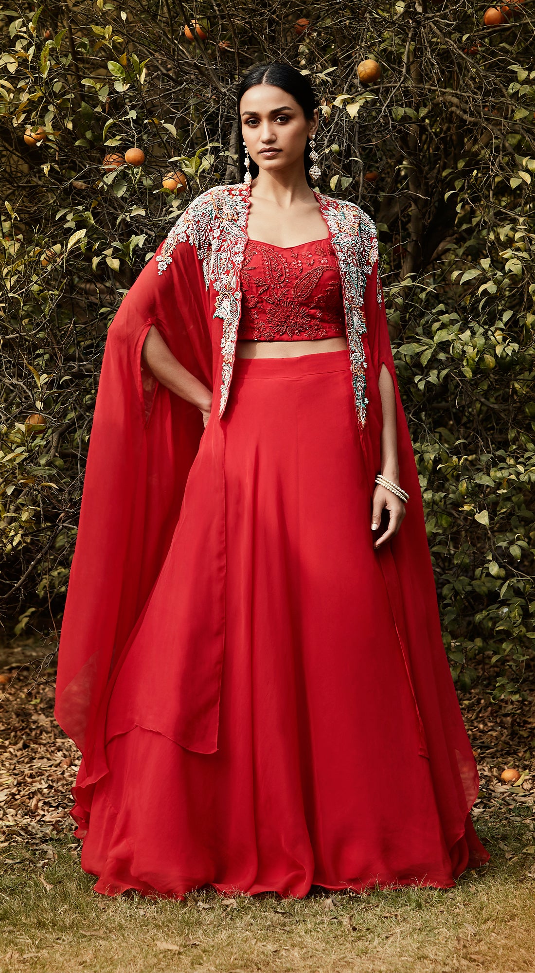 Red indo western gown clearance