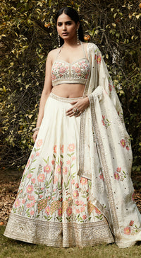 Ivory Floral Embroidered Lehenga Set