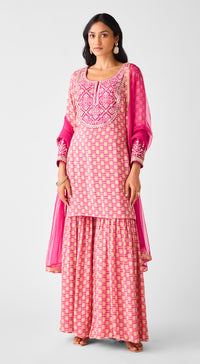 Rani Pink Embroidered Sharara Set