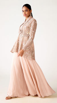 Baby Pink Embroidered Sharara Set