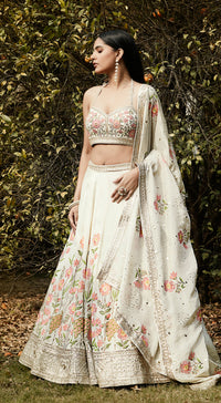 Ivory Floral Embroidered Lehenga Set