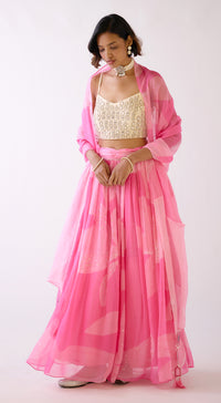 Pink Embroidered Lehenga Set