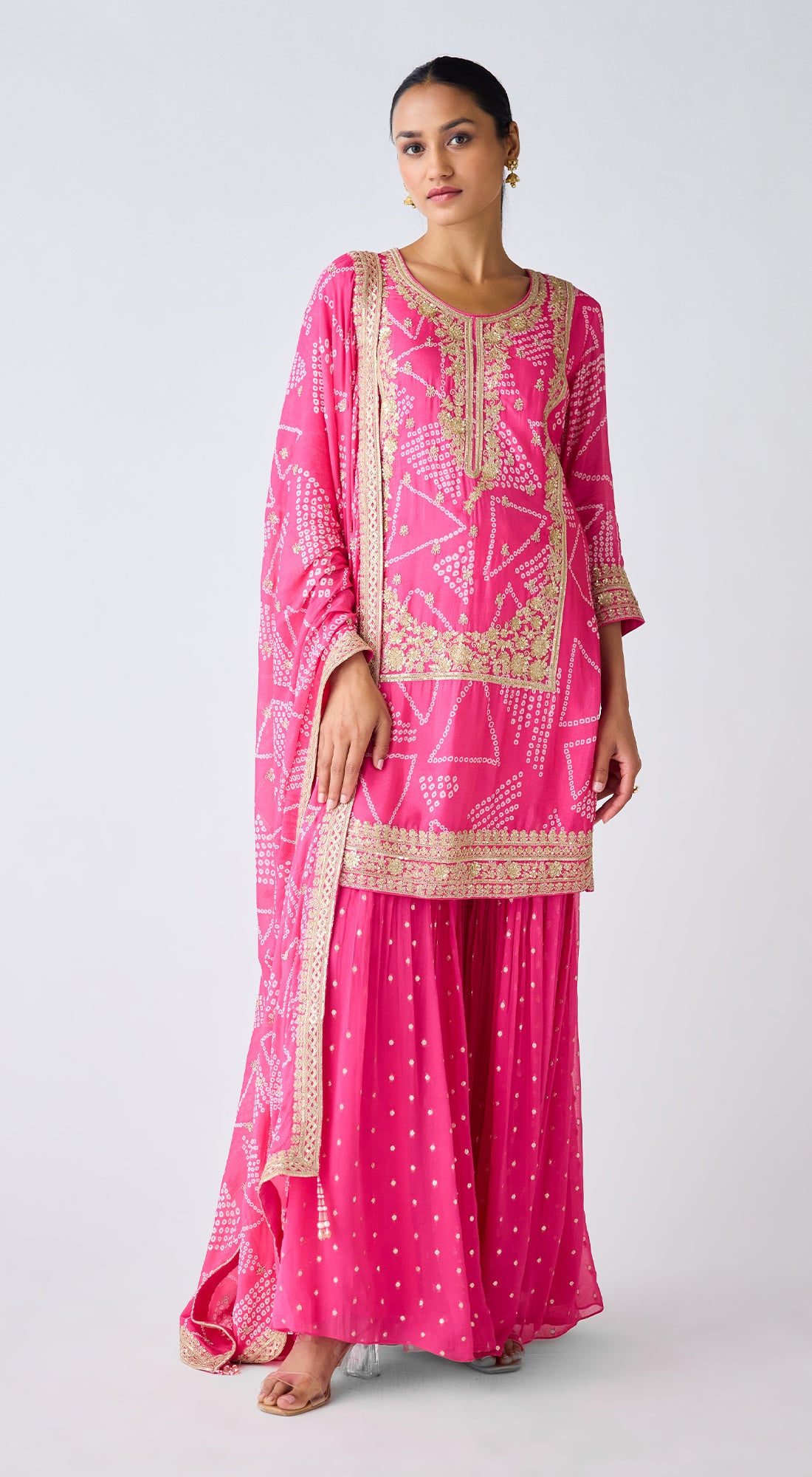 Rani Pink Embroidered Sharara Set