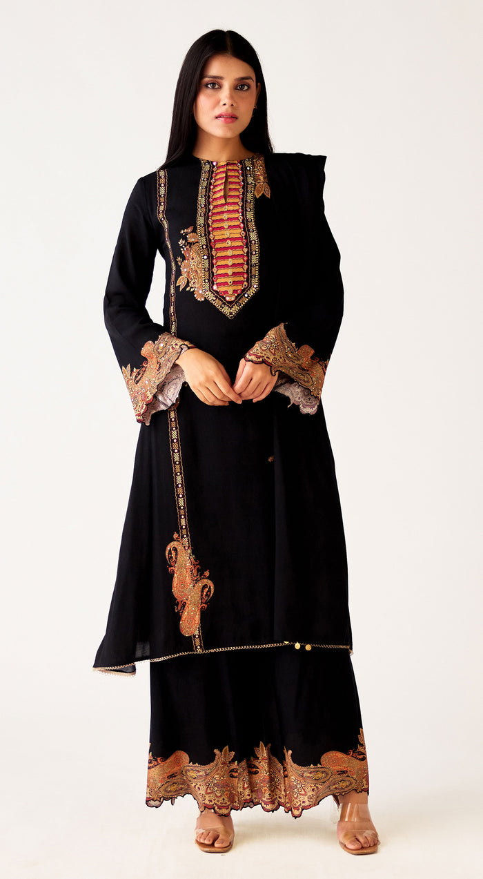 Black Muslin Suit Set