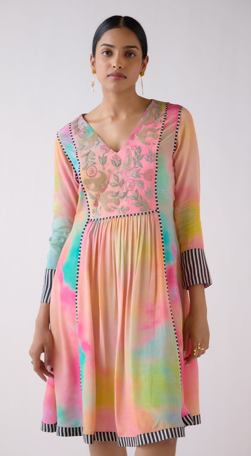 Multi Crepe Abstract Print Dress