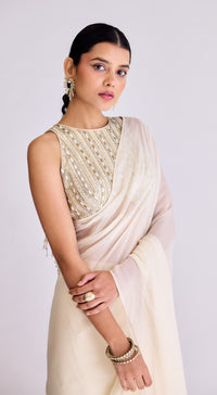 Ivory Pre-Draped Saree