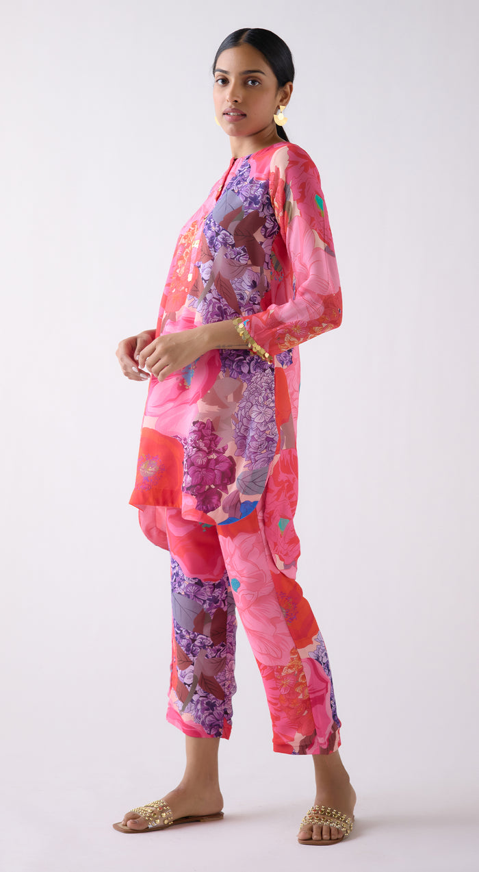 Pink Muslin Printed Co-ord Set