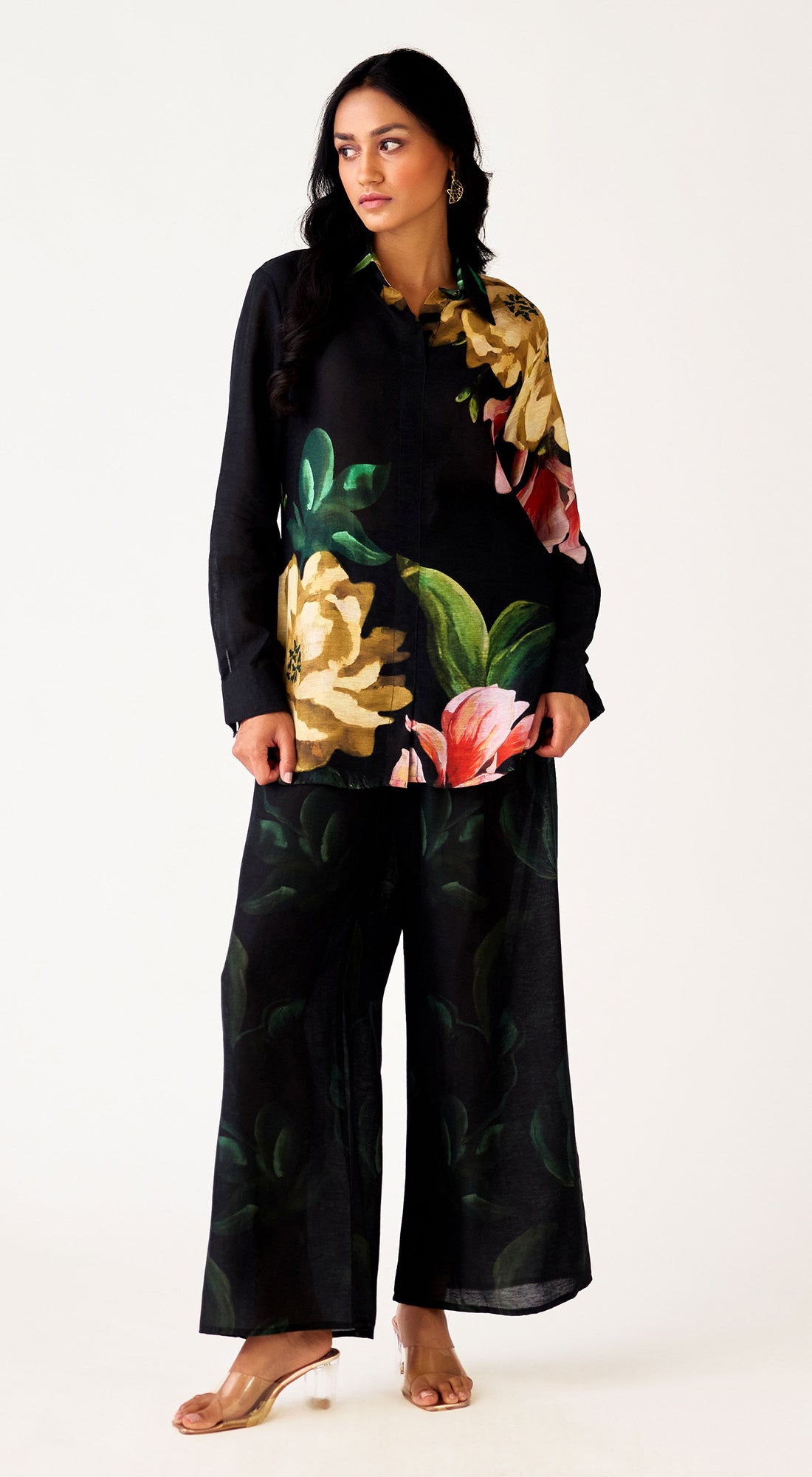 Black Muslin Floral Co-Ord Set