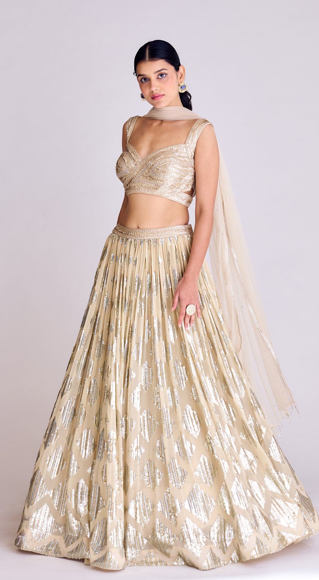 Ivory Georgette Lehenga Set