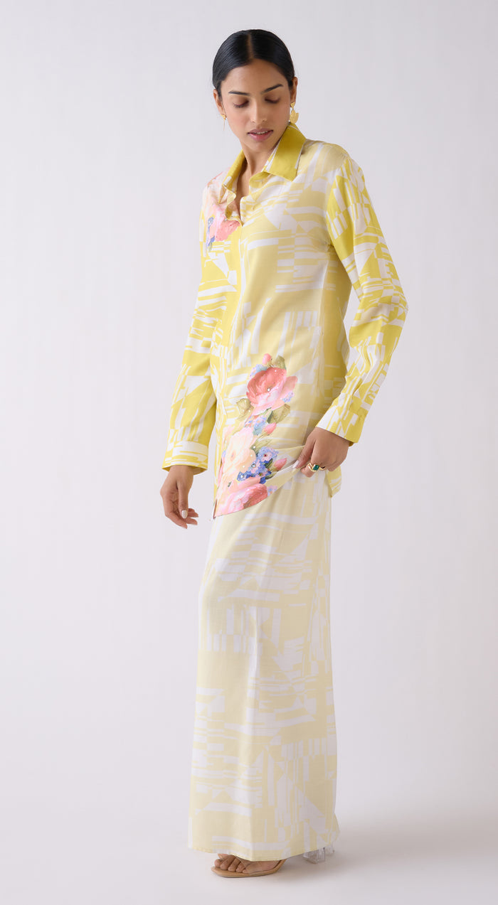 Yellow Muslin Printed Co-ord Set