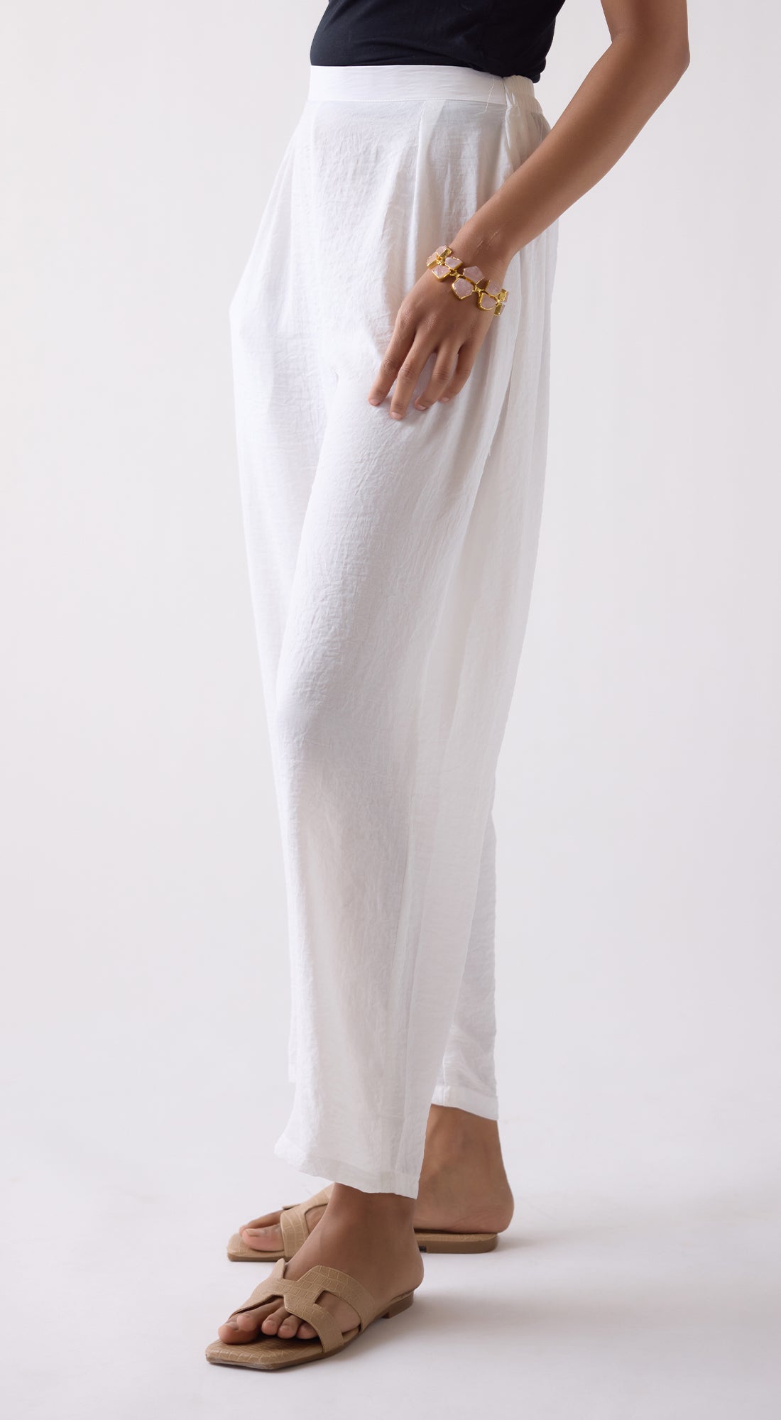 Ivory wide leg trousers sale