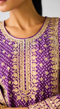 Purple Chinon Zari Work Sharara Set