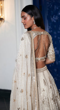 Ivory Organza Embroidered Lehenga Set