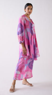 Pink Muslin Abstract Print Co-ord Set