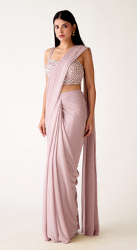 Lilac Shimmer Lycra Embroidered Saree