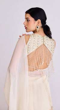 Ivory Pre-Draped Saree