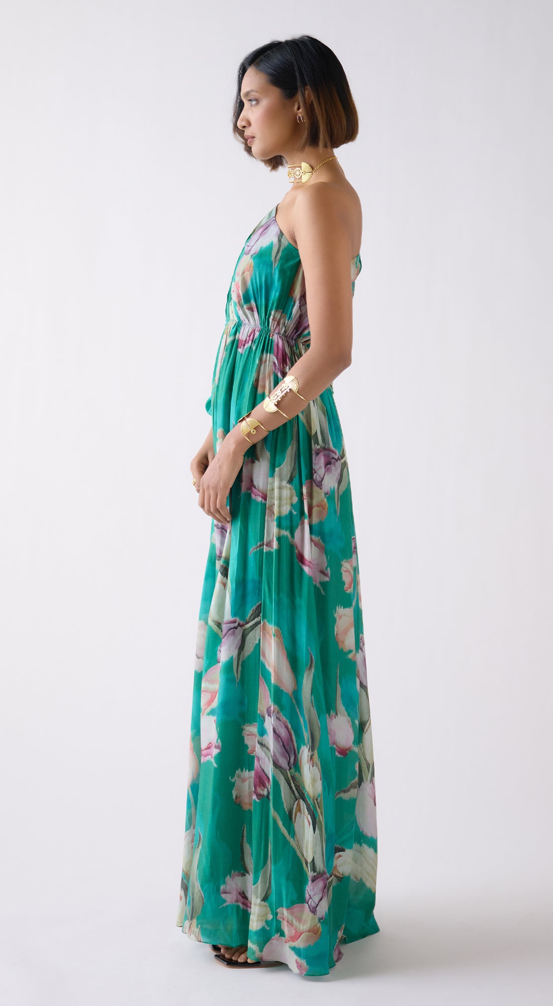 Green Muslin Floral Dress