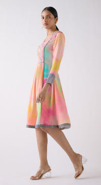 Multi Crepe Abstract Print Dress