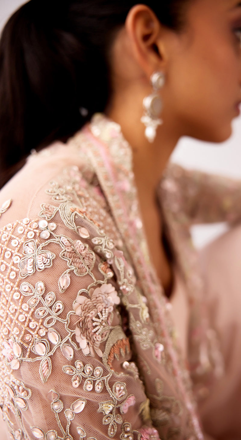 Baby Pink Embroidered Sharara Set