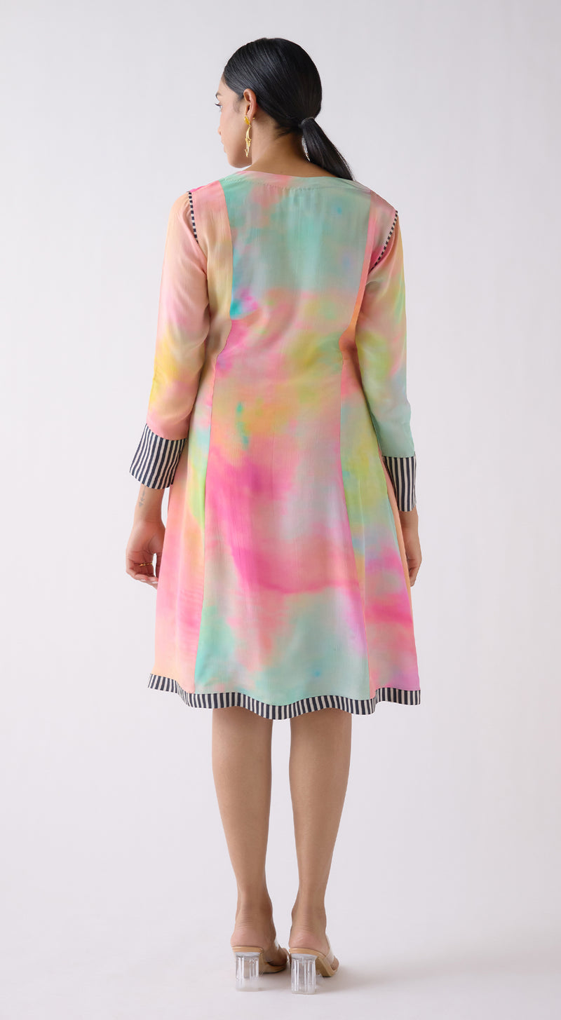 Multi Crepe Abstract Print Dress