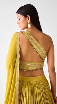 Yellow Banarasi Embroidered Lehenga Set