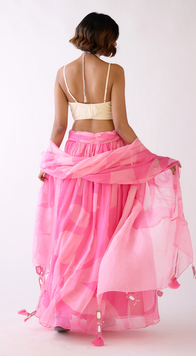 Pink Embroidered Lehenga Set