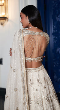 Ivory Organza Embroidered Lehenga Set