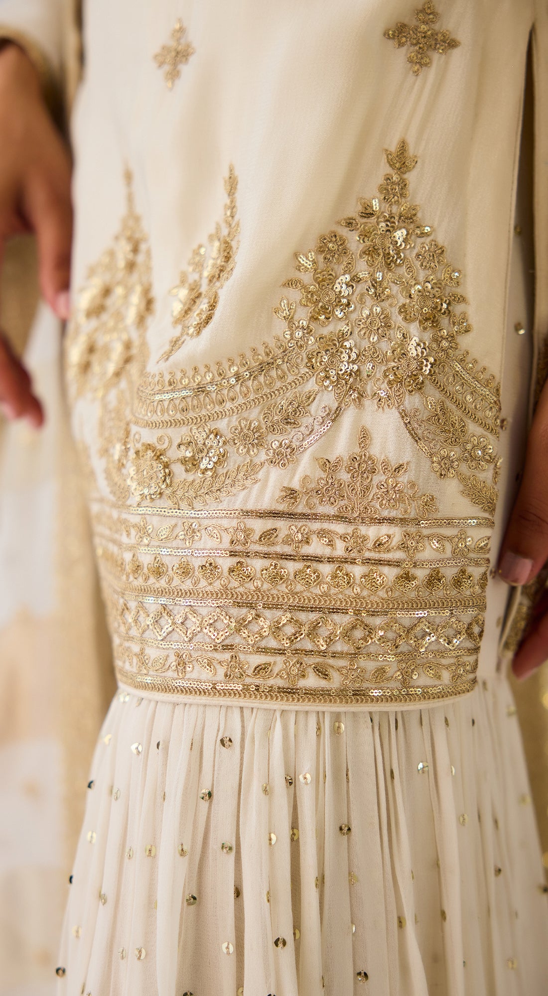 Ivory Embroidered Sharara Set