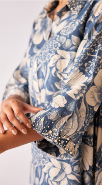 Blue Muslin Floral Co-Ord Set