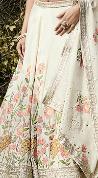 Ivory Floral Embroidered Lehenga Set