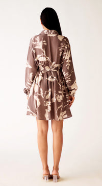 Brown Muslin Floral Dress