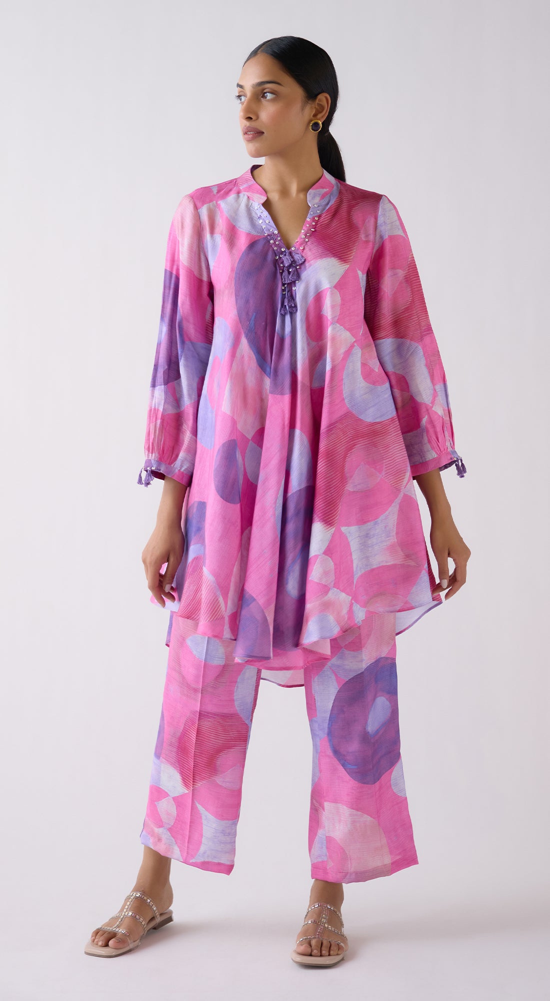 Pink Muslin Abstract Print Co-ord Set