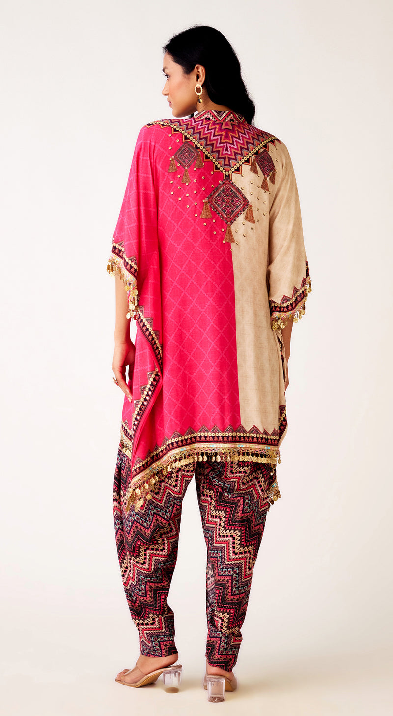 Pink Muslin Embroidered Kaftan Co-ord Set