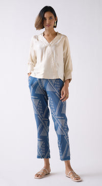 Blue Straight-Fit Trousers