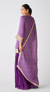 Purple Chinon Zari Work Sharara Set