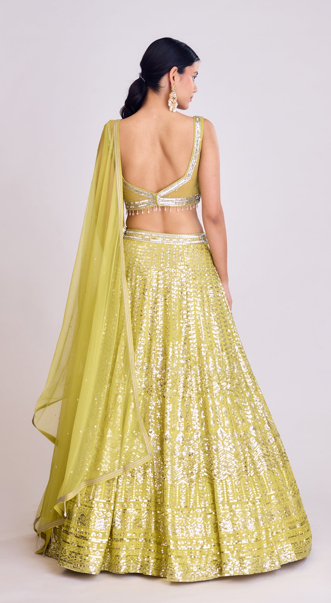 Lime Sequins Embroidered Lehenga