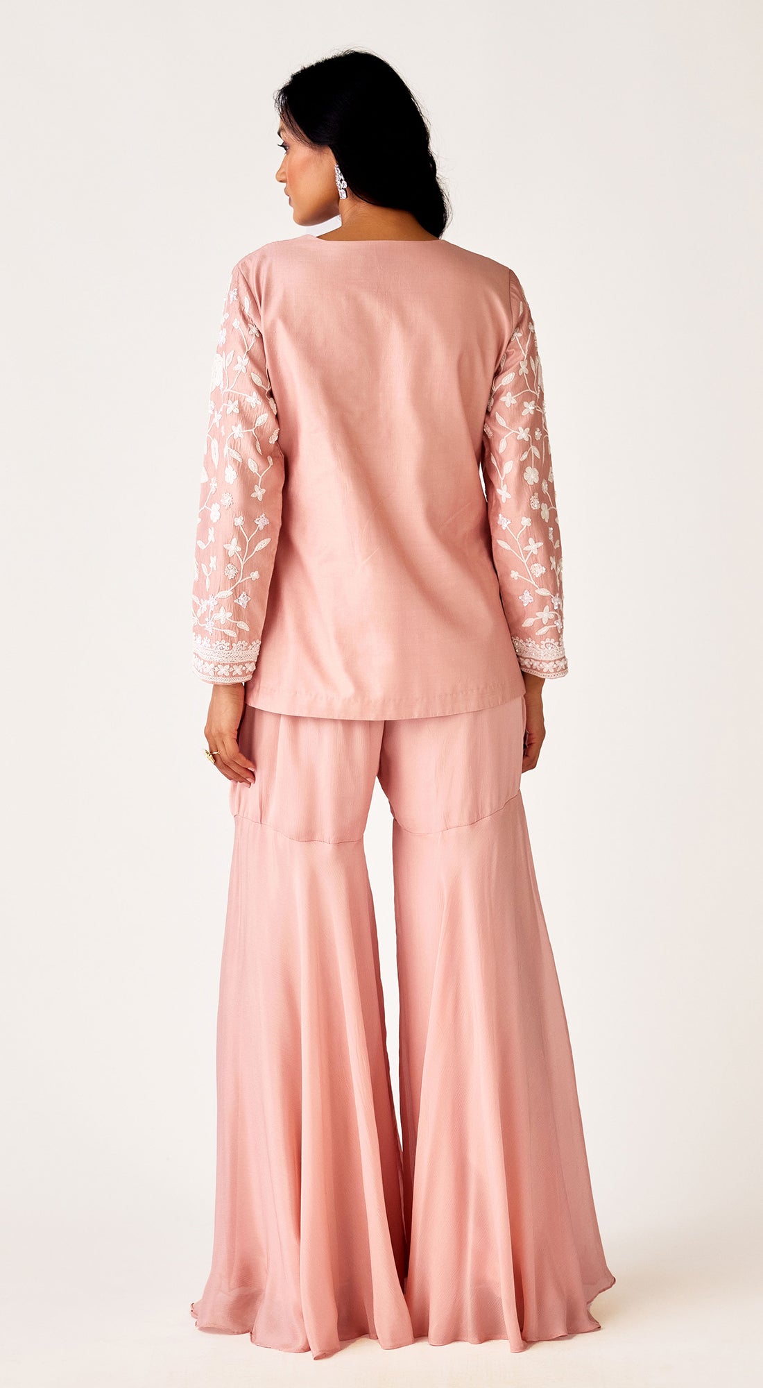 Pink Chinon Embroidered Co-Ord Set