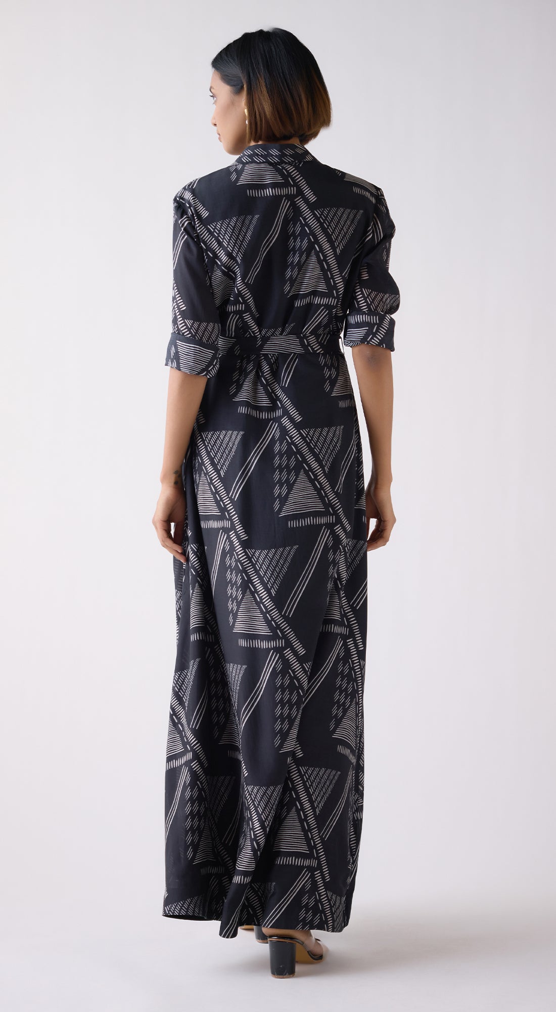 Black Muslin Abstract Print Dress