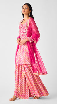 Rani Pink Embroidered Sharara Set