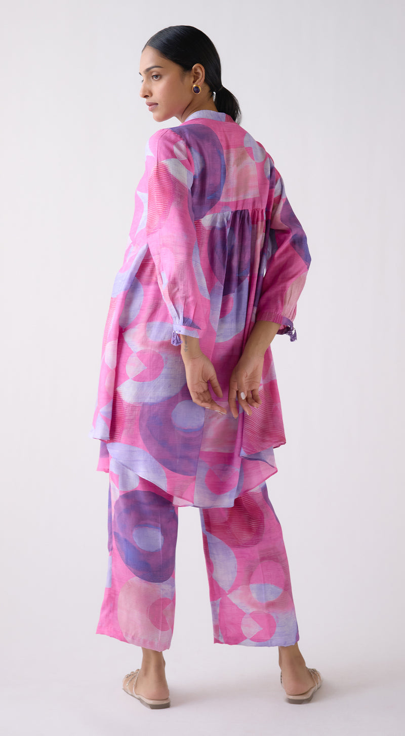 Pink Muslin Abstract Print Co-ord Set