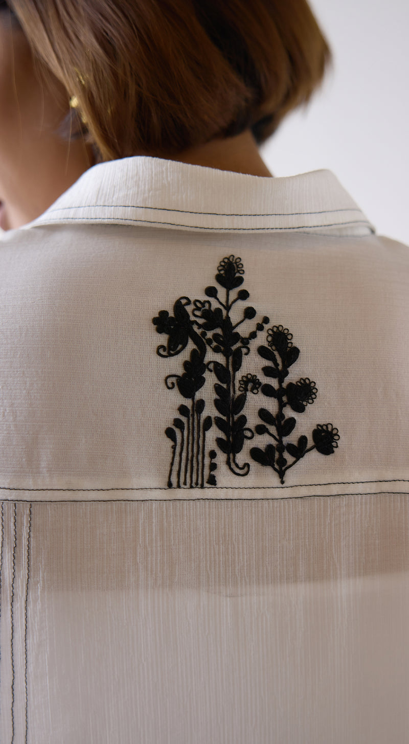 Ivory Textured Chiffon Shirt