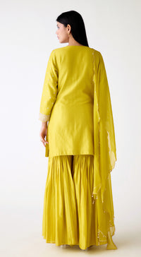 Yellow Cotton Silk Sharara Set