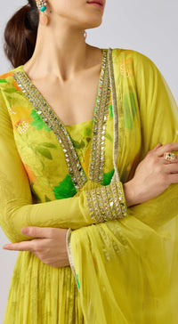 Yellow Georgette Embroidered Anarkali Set